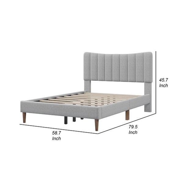 Tripp Modern Full Platform Bed Frame with Channel Tufted Headboard, Gray Promo