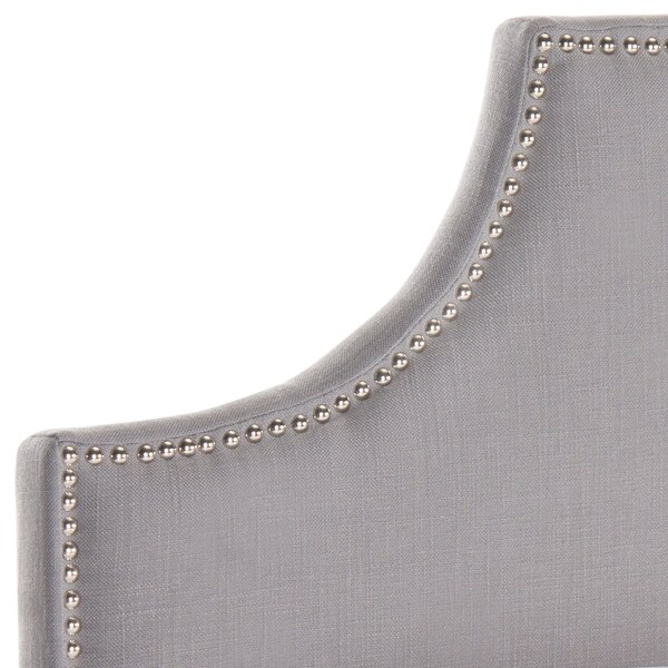 Safavieh Hallmar Arctic Grey Upholstered Arched Headboard - Silver Nailhead (King) Promo