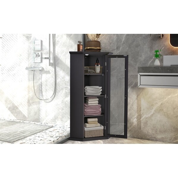Freestanding Bathroom Cabinet with Glass Door, MDF Board with Painted Finish Promo